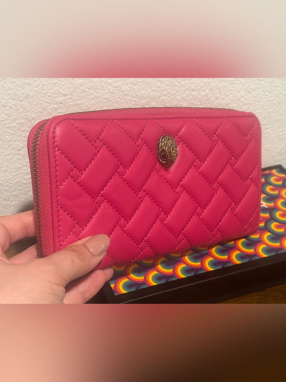 Kurt Geiger Hot Pink Quilted Zip-Around Wallet - Picture 2 of 12